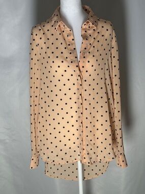Nasty Gal Peachy Pink Polka Dot Button-Up Blouse